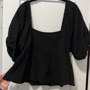 By Together Black Cropped Peplum - Black - Size L